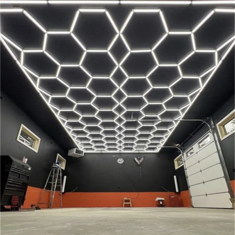 High-Resolution Hexagonal COB LED Ceiling Light 6500K with IP55 Rating Adjustable Voltage for Workshop & Detailed Workstations