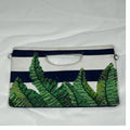 Custom Made Green Leaf Designed Button Embroidered Zippered Waterproof Microfiber Pouches for Fashion Accessory Stores Resale