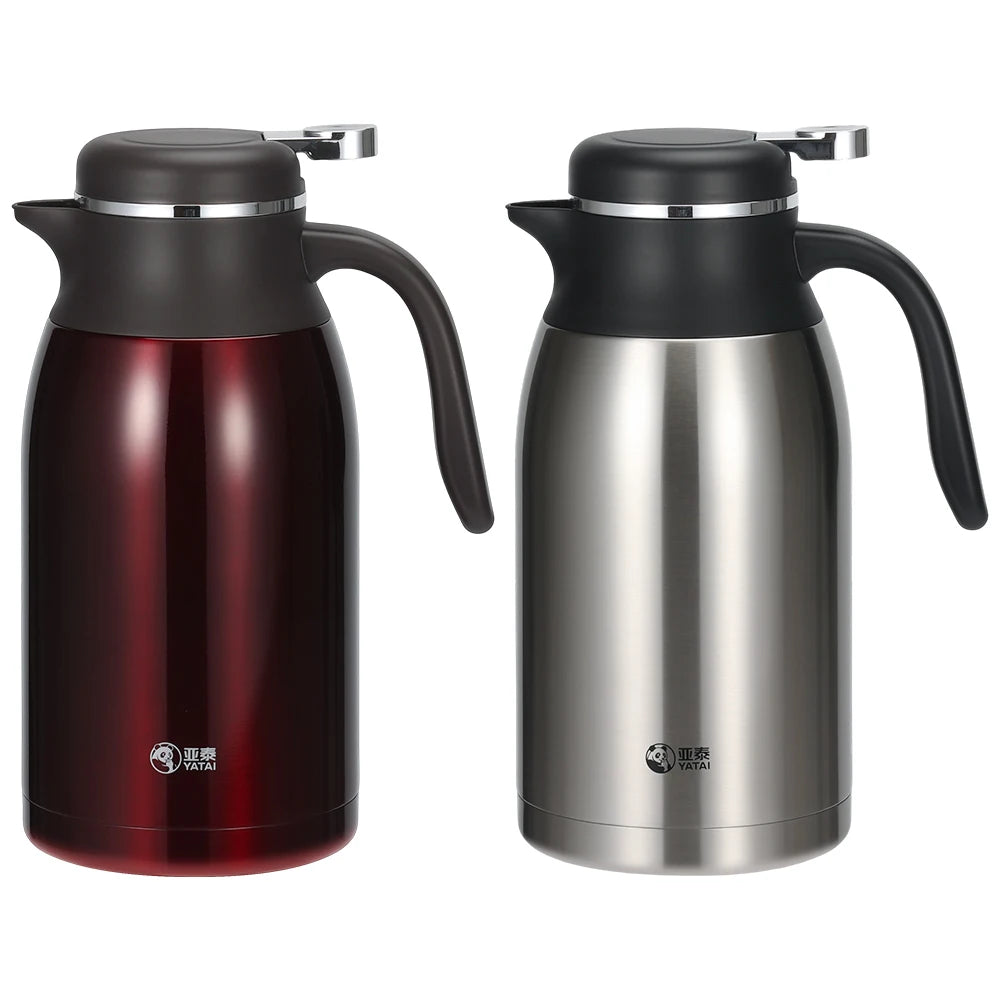 YATAI 2 Liter Eco Friendly Water Bottle Double Wall Stainless Steel  Big Tea Flask Vacuum Coffee Pot with Lid and Handle