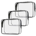 Black Women Clear Zipper Makeup Cosmetic Bags Cases Travel Toiletries Make up Organizer Bag PVC Tsa Approved Pouch