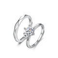 XJD014 Fashion Exquisite Silver Moissanite Rings for Women Men Adjustable Couple Engagement Wedding Gift Jewelry Wholesale