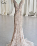 Ruolai LWC8210 Mermaid Beaded Feather Women Party Dresses Elegant Gown Luxury Evening Dresses