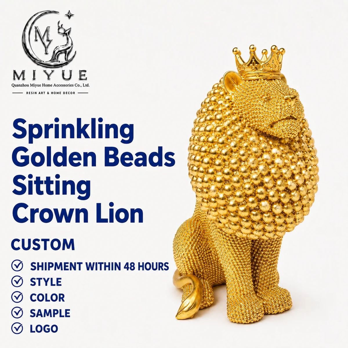 Light Luxury Crown lion Statue Office Living Room Table Decor Wealth Power Mascot Company Opening Housewarming Corporate Gift MegaBDM