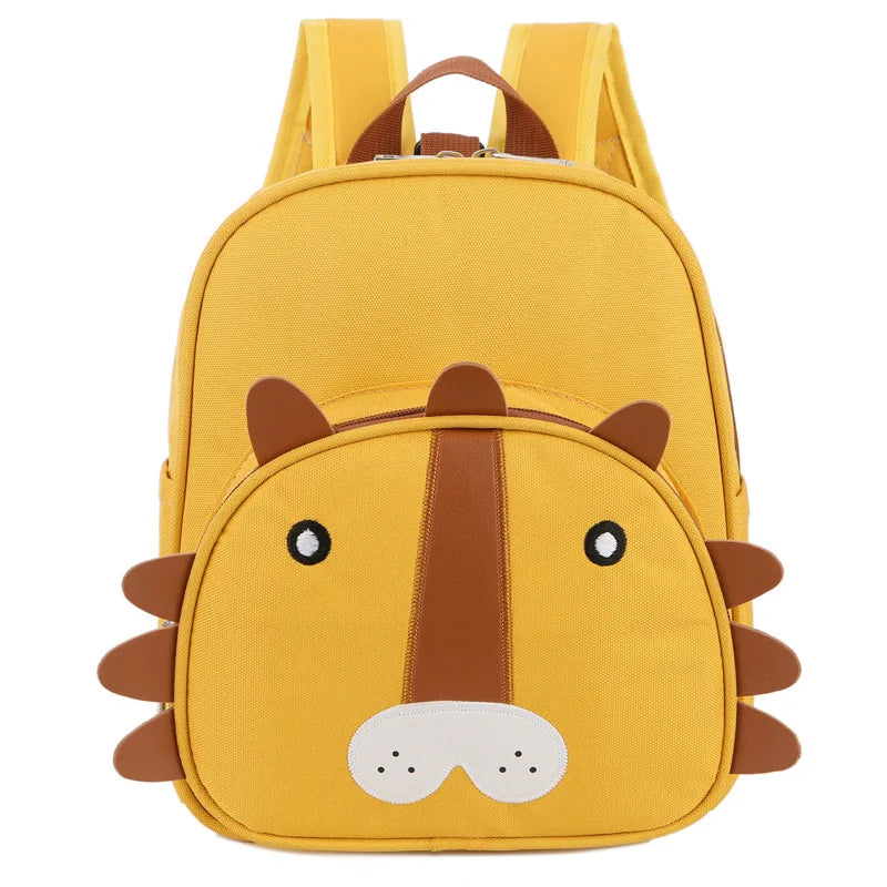 Adorable Animal-Themed Kids Backpack with Lion Elephant Dinosaur More Cute Cartoon Characters Made of Oxford Material