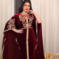 Abaya for Winter O-neck Long Sleeve Solid Color Embroidery Fishtail Slit Long Skirtabaya Women Muslim Dress Winter