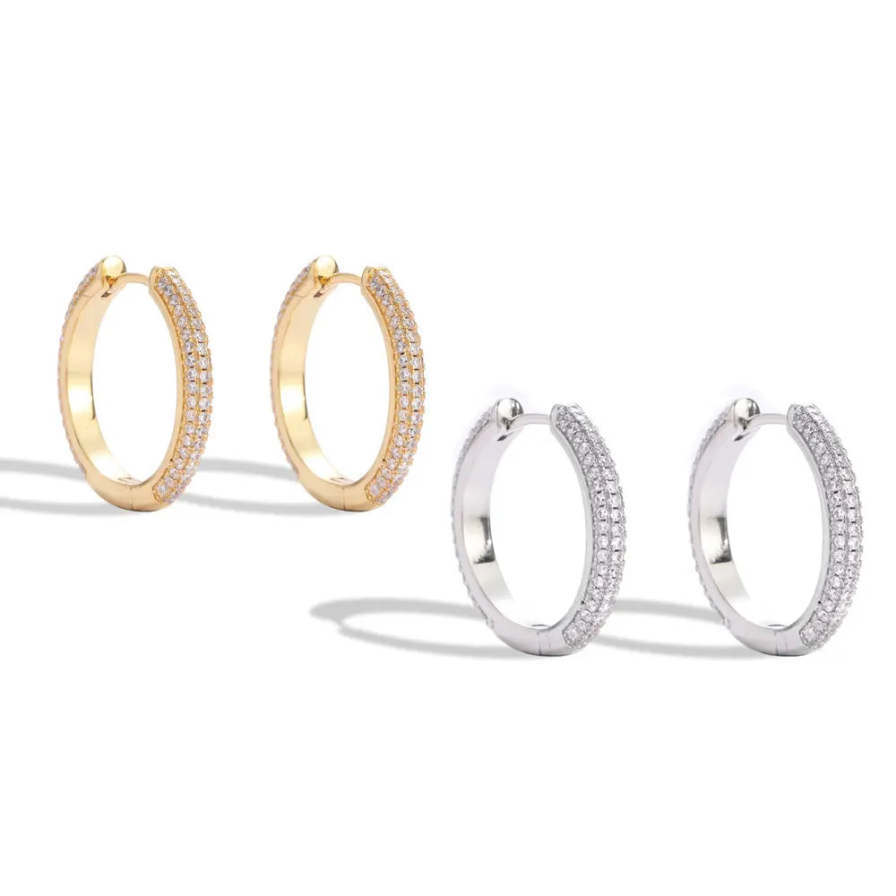 Low MOQ Wholesale Men Jewelry Bling Crystal Man Hip Hop 20mm Cz Hoop Earrings