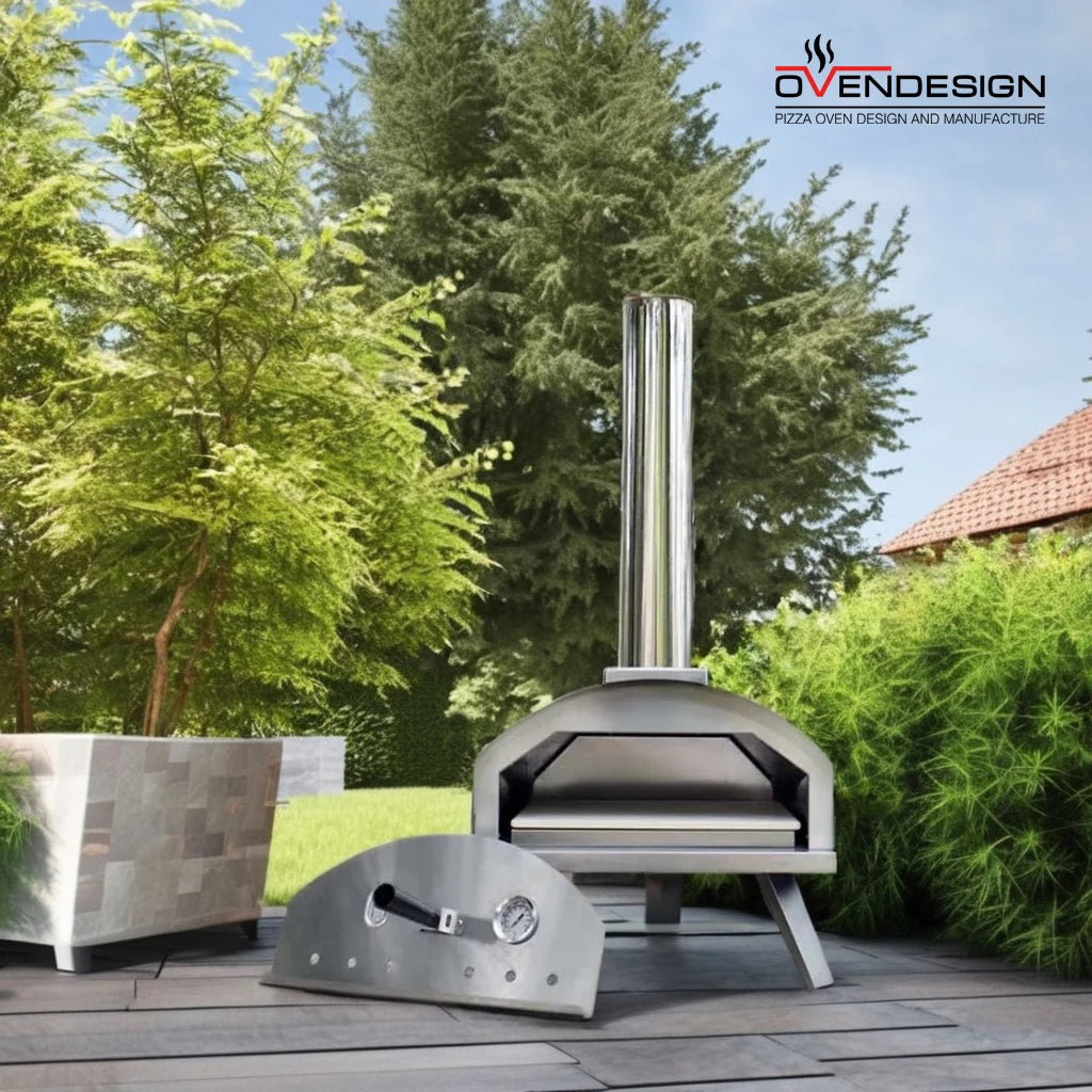 Ovendesign 13" Multi-Fuel Pizza Oven Hybrid 2-in-1 Wood-fired/Gas Portable Outdoor Use Fast-Heating Stainless