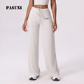 PASUXI Women's Mid Waist Bell Bottom Flare Joggers Yoga Pants with Pockets Stretch Gym Leggings for Fitness Running