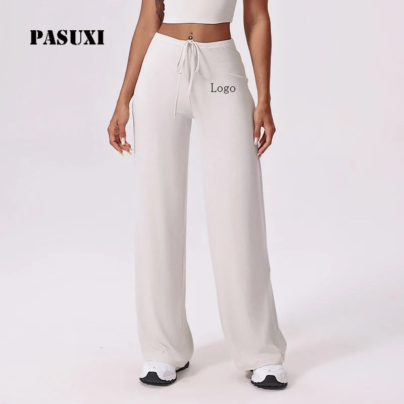 PASUXI Women's Mid Waist Bell Bottom Flare Joggers Yoga Pants with Pockets Stretch Gym Leggings for Fitness Running