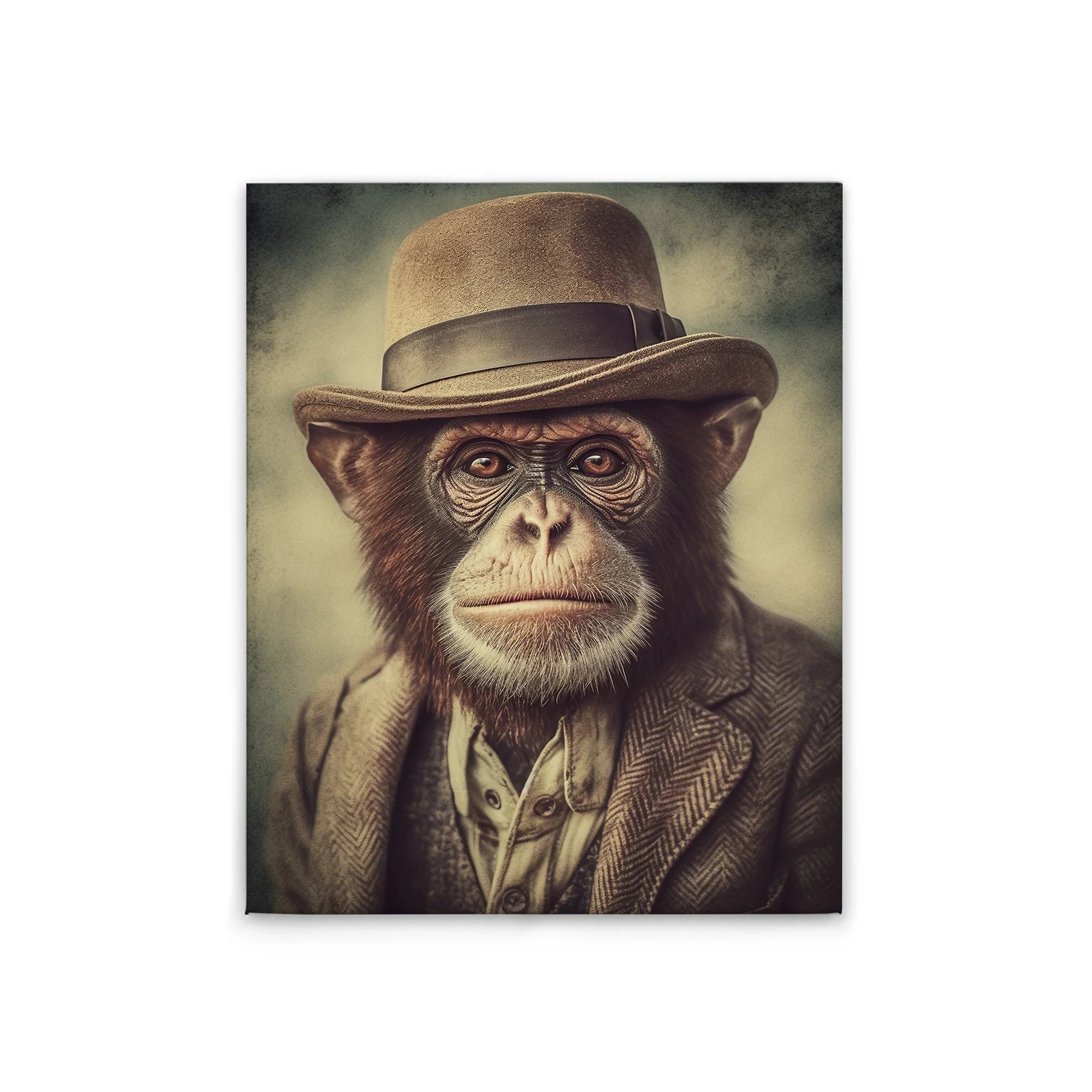 Made In Germany - Home Decor Canvas Picture Funny Animals - Wall Mural In Brown And Grey - Canvas Picture On Stretcher Frame