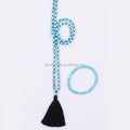Classic Meditation Necklace Mala Rose Quartz Beads Beaded Bracelet Set