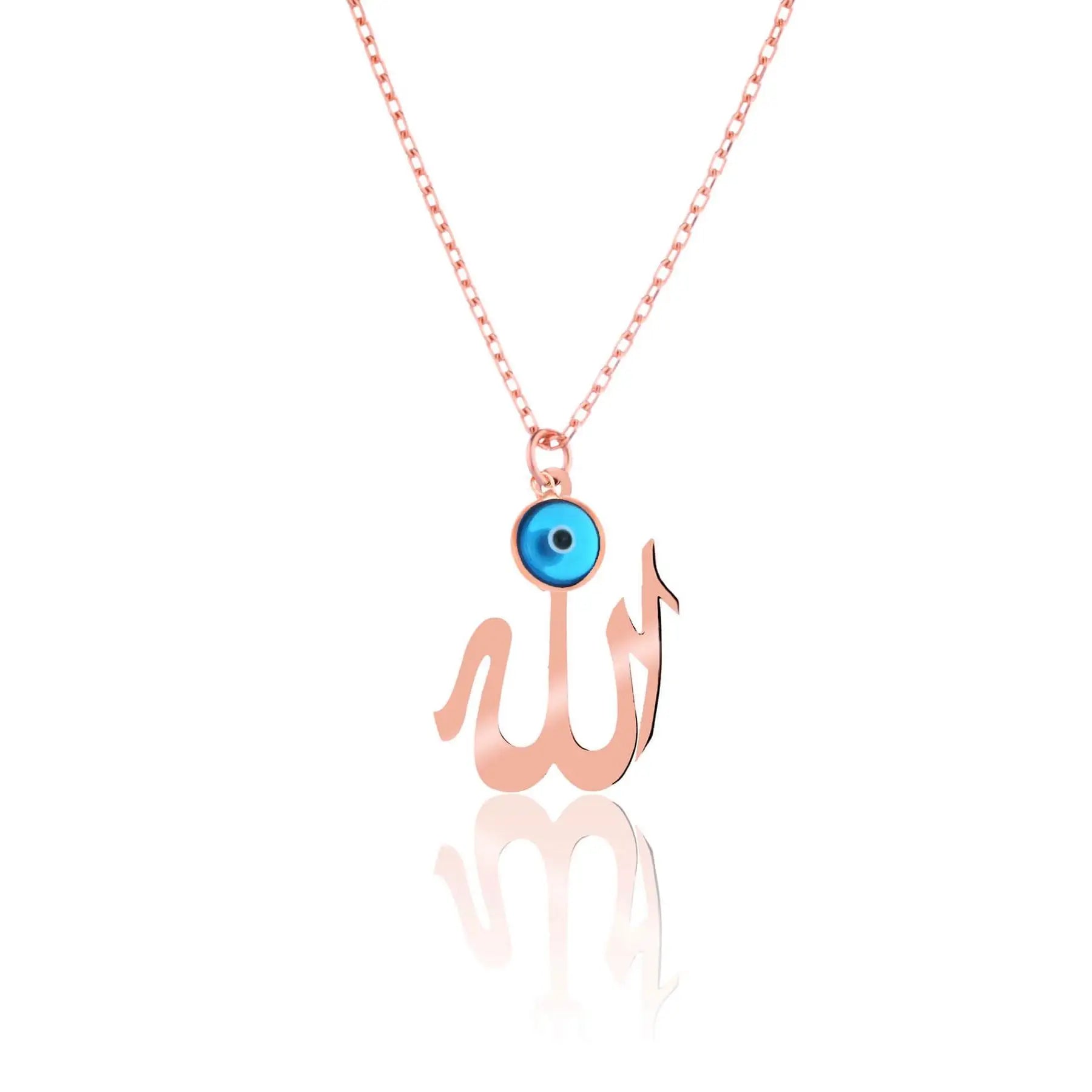Women's 925 Sterling Silver Evil Eye Allah Word Necklace Made in Turkey ALK1617
