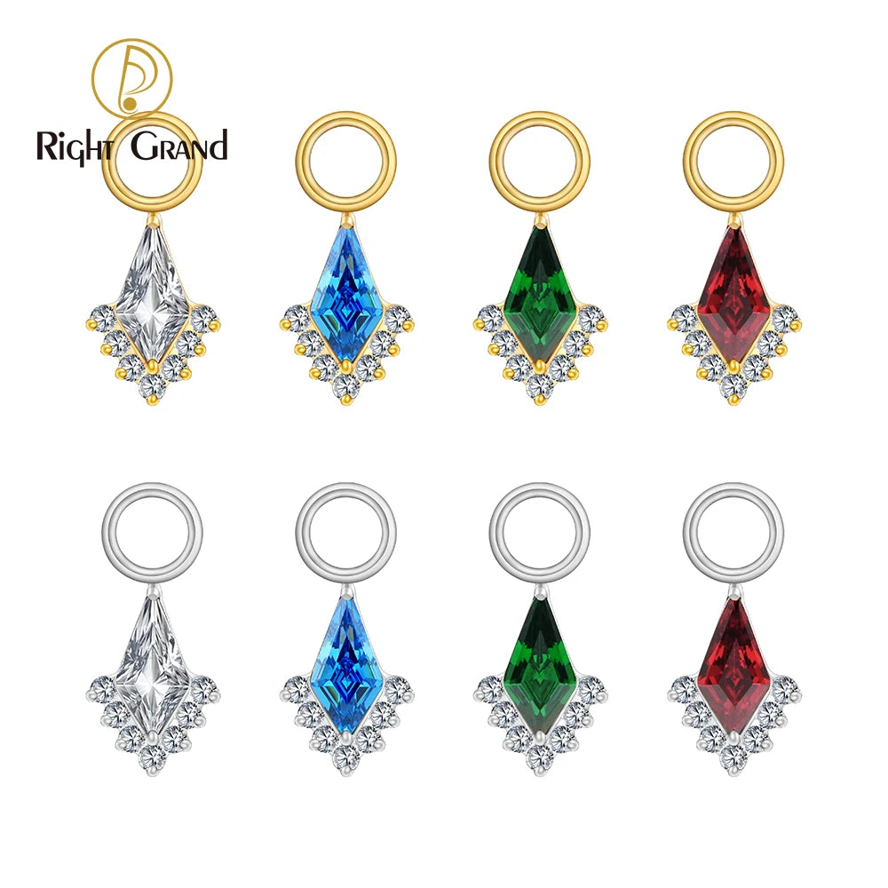 Right Grand ASTM F136 Titanium Kite CZ Dangle Charm for Lobe Earrings
