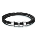 Men's Braided Multi-layer Stainless Steel Leather Bracelet Beads DIY Letter Engrave Bracelet
