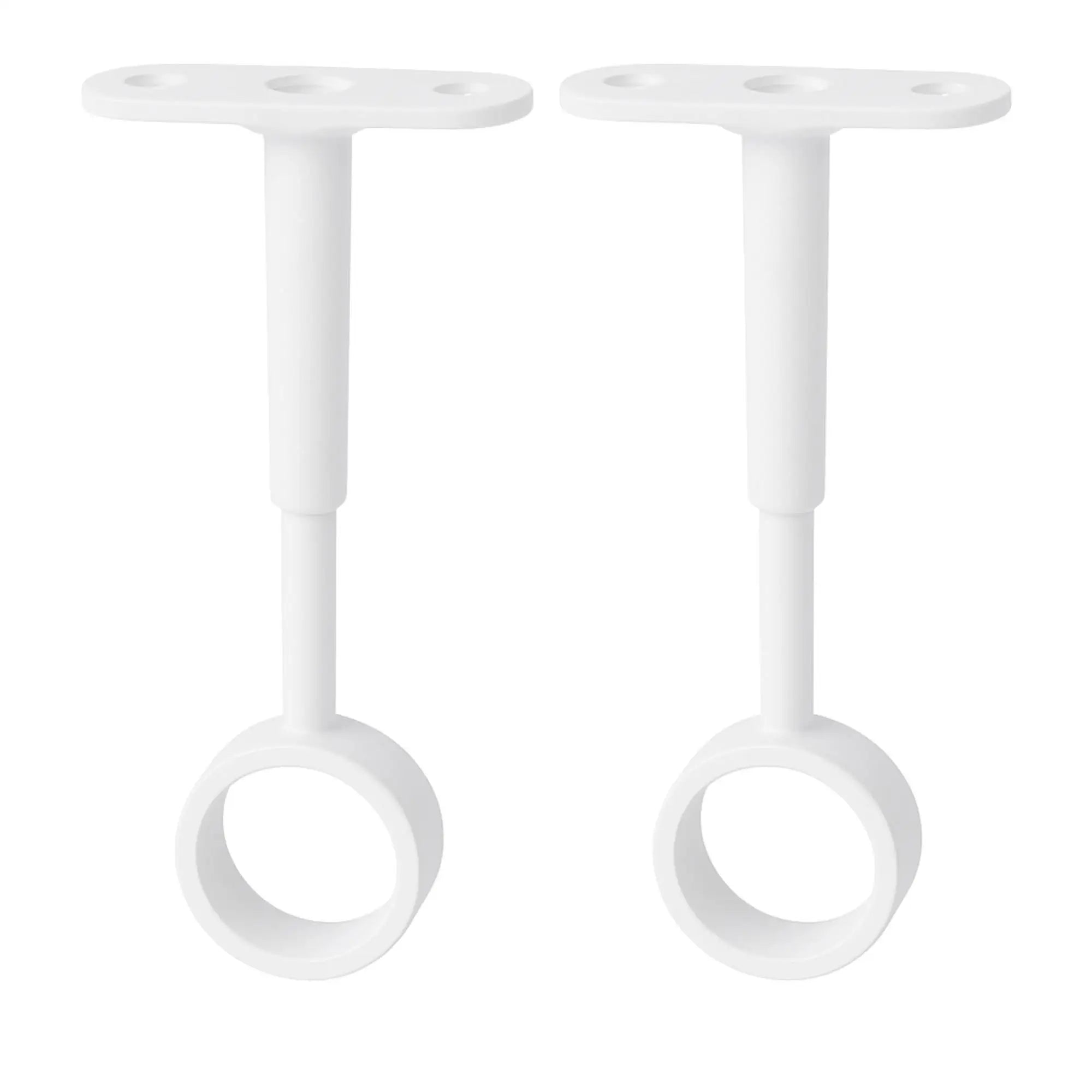 2 Central supports for wardrobe rail round type rails 19mm in white