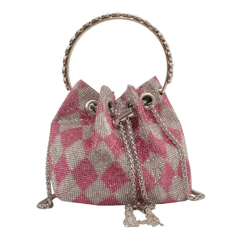 Fashion 2022 Bling Handbags Chain Shoulder Bags Rhinestone Small Jelly Women's Bucket Hand Purse and Clutches