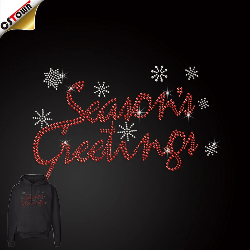 Hot Sales Season Greeting Iron-On Rhinestone Transfer Wholesale Iron-On Rhinestone Transfer