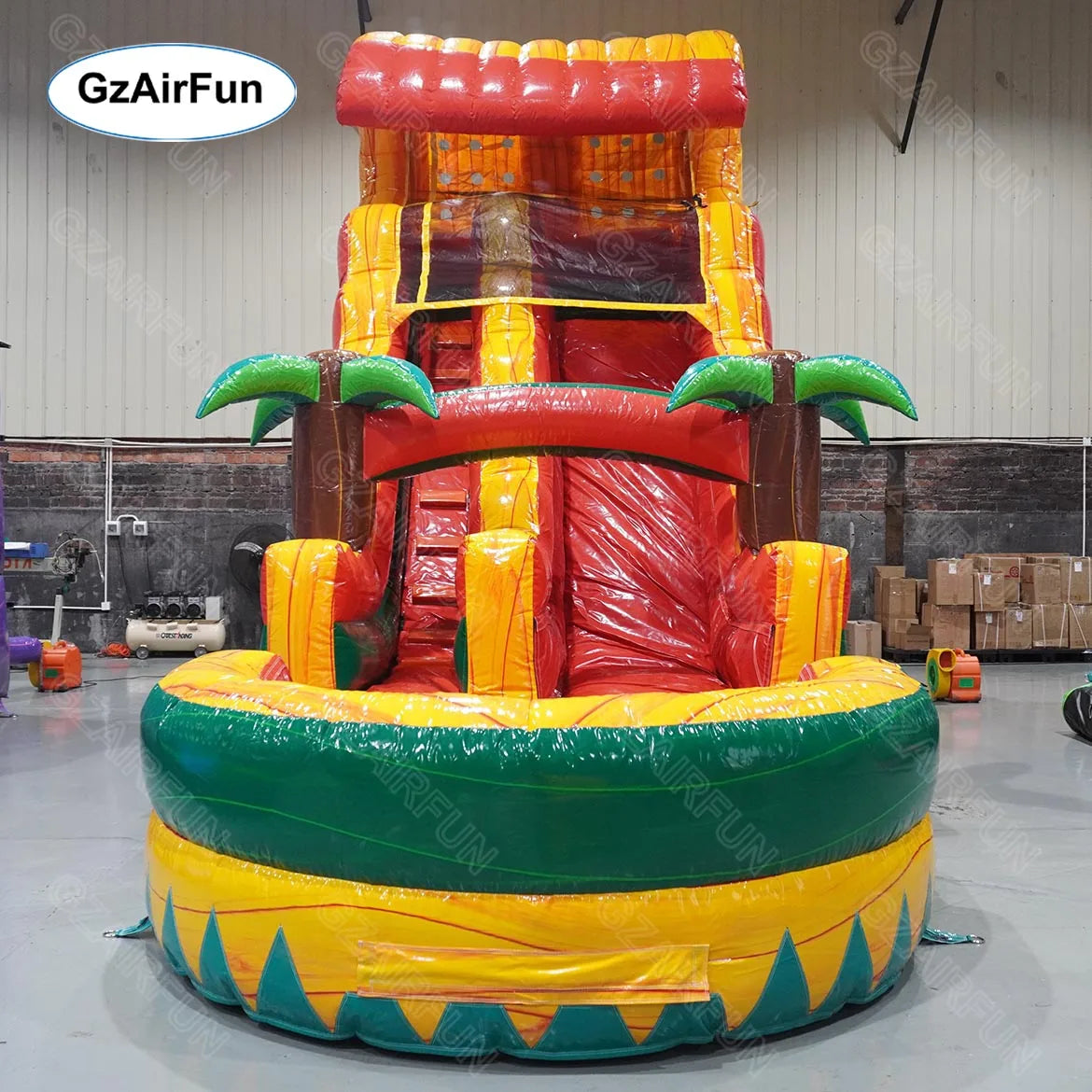 China Factory Wholesale Commercial Inflatable  Backyard Parties Bouncer Palm Tree Water Slide With Pool