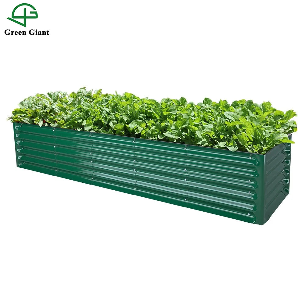 17"Tall 8' X 2' Rectangle Modular Corrugated Metal Raised Garden Bed Kit Aluzinc Galvanized Planter Box 241x61x43cm