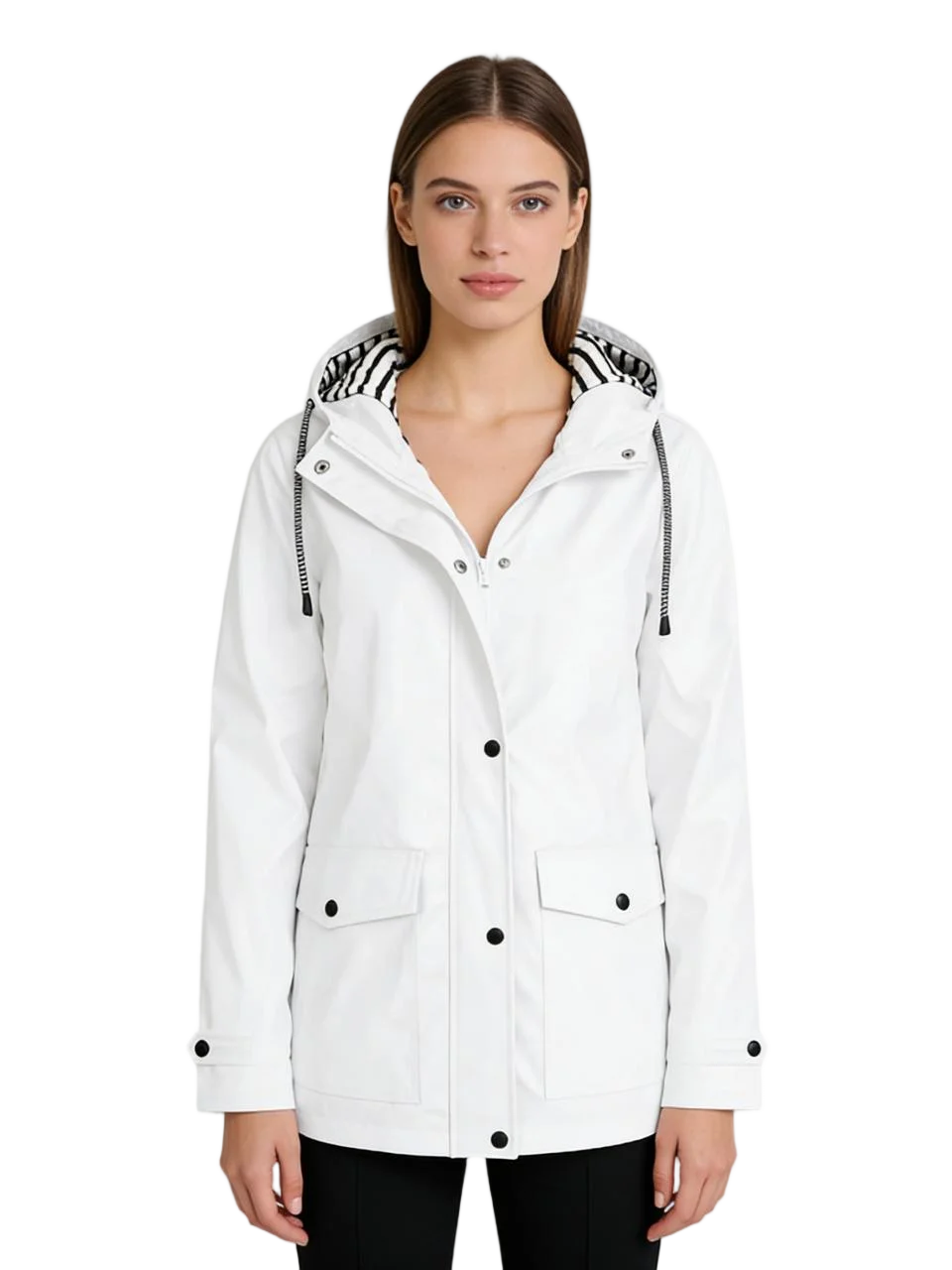 Plus Size Women's Winter Spring Long Logo Front Zipper Hooded Windbreaker Outdoor Mountaineering 5XL