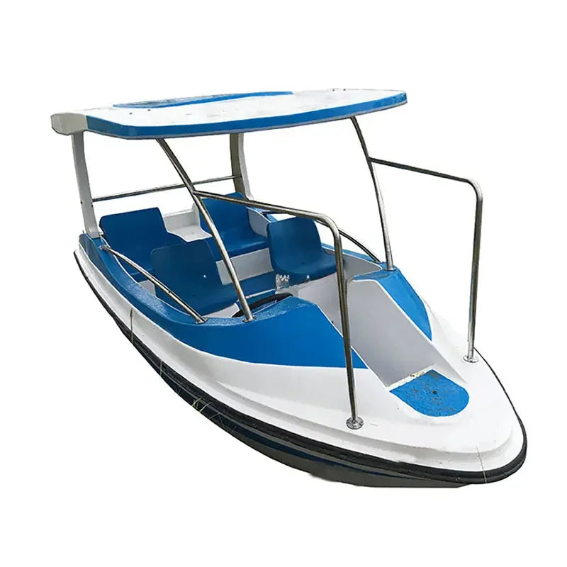 Blue 4-person Electric Boat with Fiberglass Body Outdoor Play Amusements Electric Boat with Four Seats for Sale