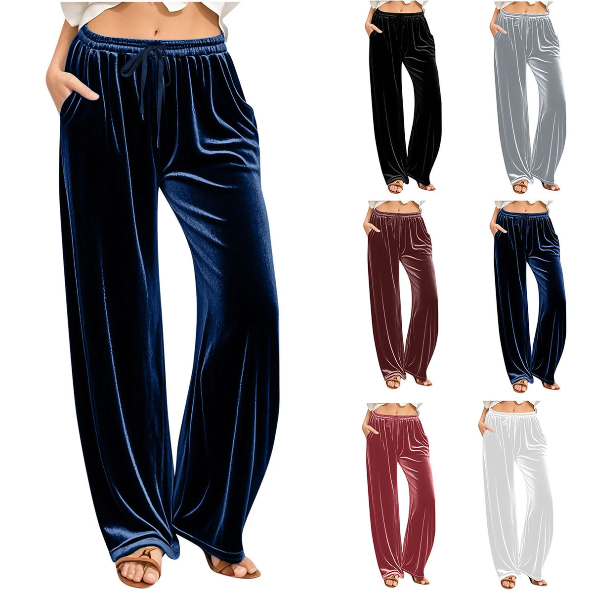 Best-selling 2026 Autumn Style Women's Velvet Pants with Drawstring Waist Jogging Wide-leg Pants High-quality Casual Pants MegaBDM