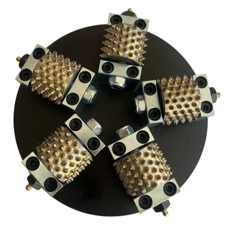 Klindex and Hyper Grinder Bush Hammer Plate 240mm 5 Rollers 99 Tips Refillable Type for Concrete Floor Surface Preparation