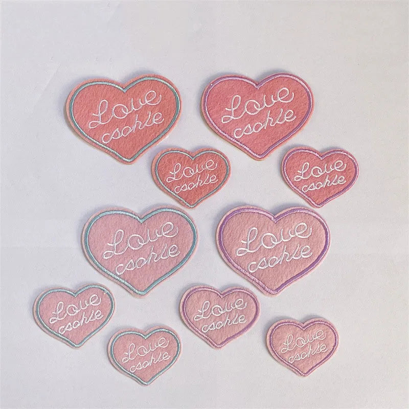 Wholesale Handmade Love Heart Iron Fabric Embroidery Iron on Patch
