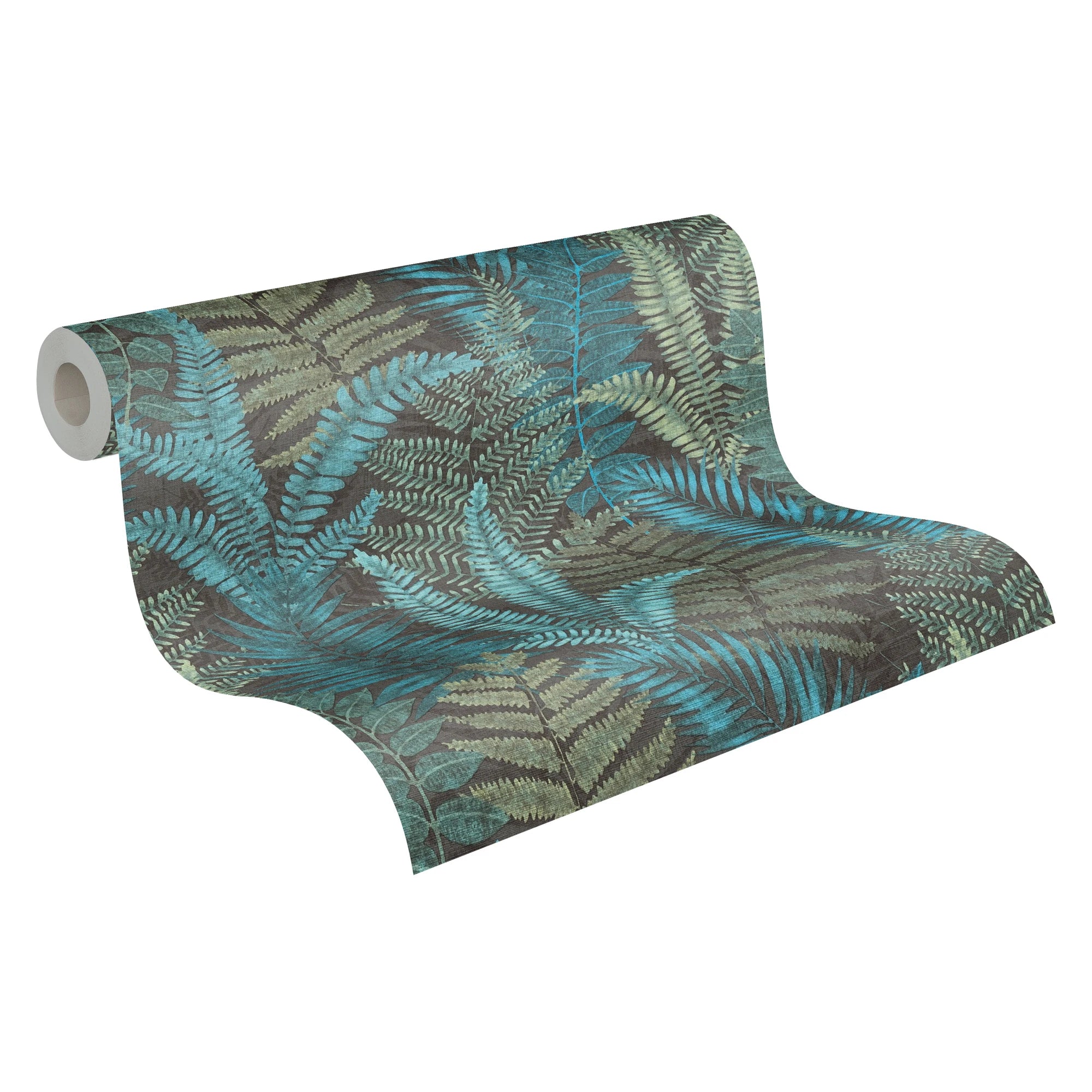 Modern Floral Wallpaper Rolls-Black Blue Green Non Woven Vinyl-Hotel & School Use Abrasion & Light Resistant 1005x053m