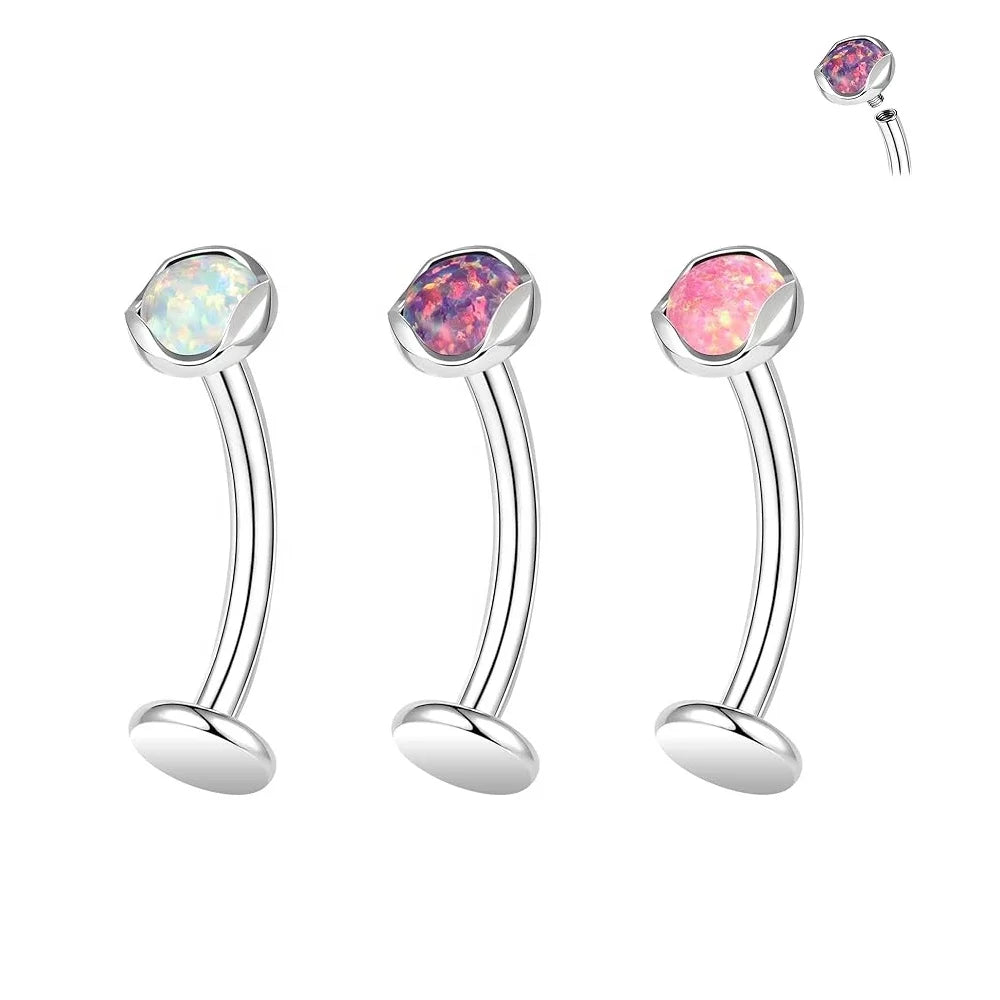 2025 New Titanium F136 Opal Belly Button Studs Body Piercing Jewelry with Curved Bar Spiral Ball Pattern for Wedding Occasions