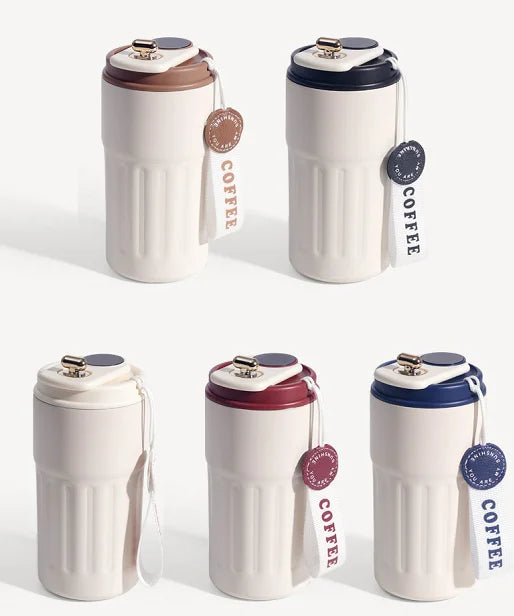 Hot-Selling 316 Stainless Steel Smart Temperature-Sensitive Coffee Cup 450ml Capacity with Portable Carrying Rope Good-Looking