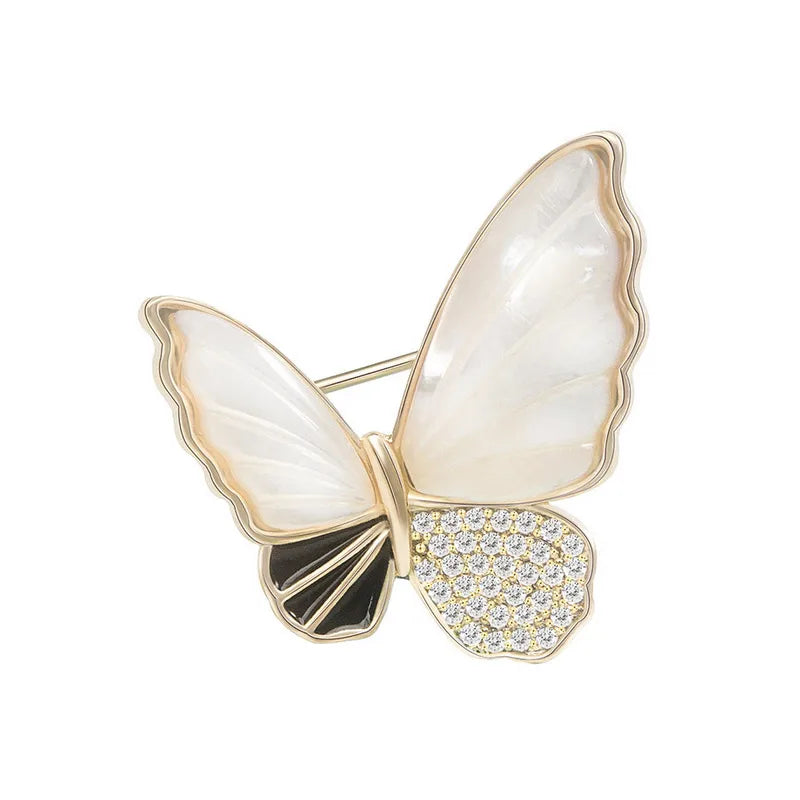 Wholesale Rhinestone Women Crystal Gold Plated Wedding Shell Crystal butterfly Brooch