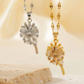 Beimai OEM Link Chain Necklace for Women Stainless Steel Zircon Rotatable Flower Pendant Trendy Diamond-Embellished Hot Selling