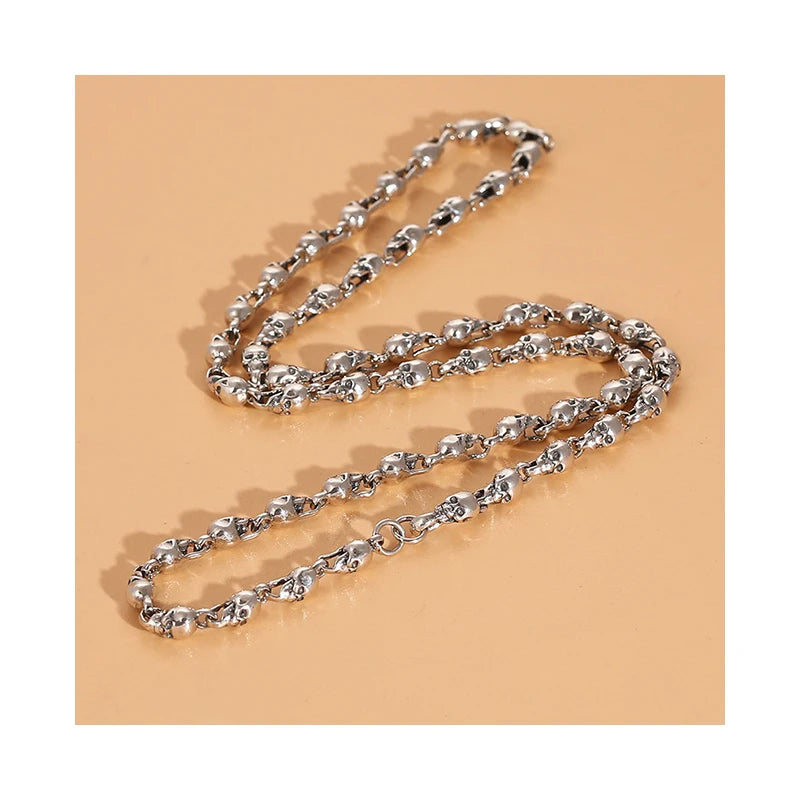 Wholesale 925 Sterling Silver Thai Silver Hiphop Punk Skull Necklace Trendy Mens Necklace African