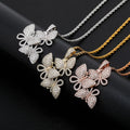 New Brass Gold Plated Butterfly Pendant Necklace with Sparkling Cubic Zirconia Exquisite Animal Charm Jewelry Symbolizing Beauty