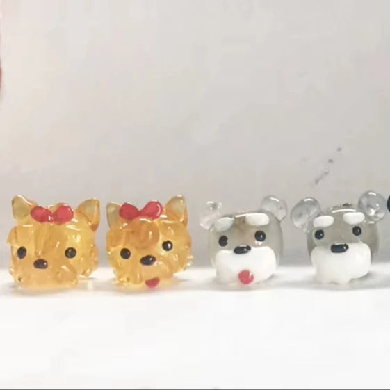 Bulk Handcrafted Artistic Mixed Patterns Custom Dog Animal-Themed Glass Beads for Holiday Gift