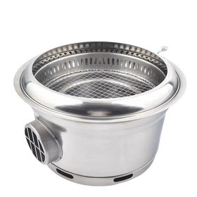 Underground Pipe Exhaust Silver Charcoal Grill for BBQ Restaurant
