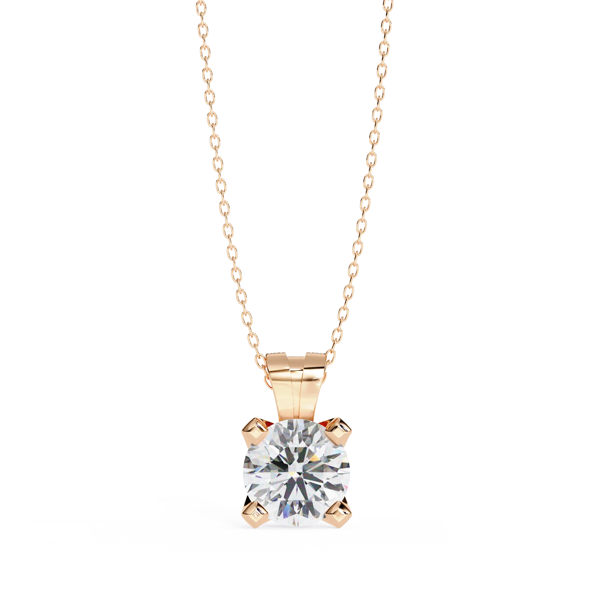Stylish Everyday Wear Brilliant Cut Lab-Grown Diamond Pendant 14k Gold Plated Rose Gold IGI Certificate Statement Necklace
