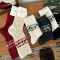 Winter Cartoon Elk Christmas Thick Warm Wool Women Socks Solid Color Cute Snow Pattern Socks Women