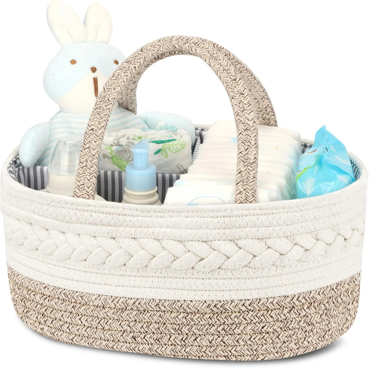 Custom Woven Storage Basket Portable Nappy Organizer Baby Bottle Diaper Storage Bags Large Capacity Braided Tote Seagrass Basket