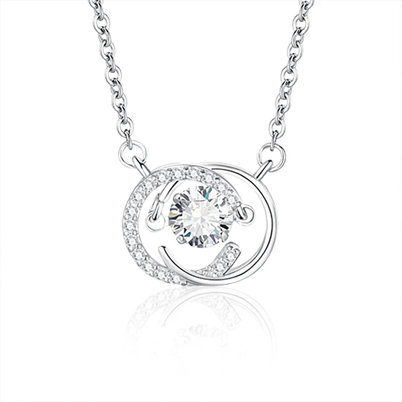 SMT001 Luxury 925 Sterling Silver Fashion Exquisite Moissanite Fine Jewelry Double C Moon Pendant Necklace for Women Gift
