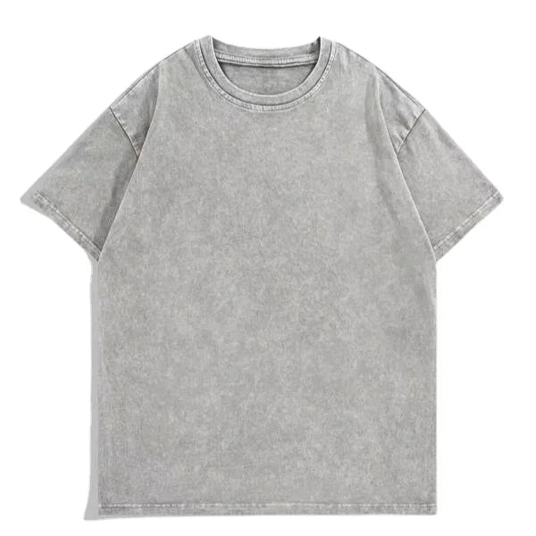 Custom Grey Vintage Washed Men's T-Shirts 100% Cotton Breathable Regular Sleeve Letter Oversized Tee LOGO Soft Streetwear Long