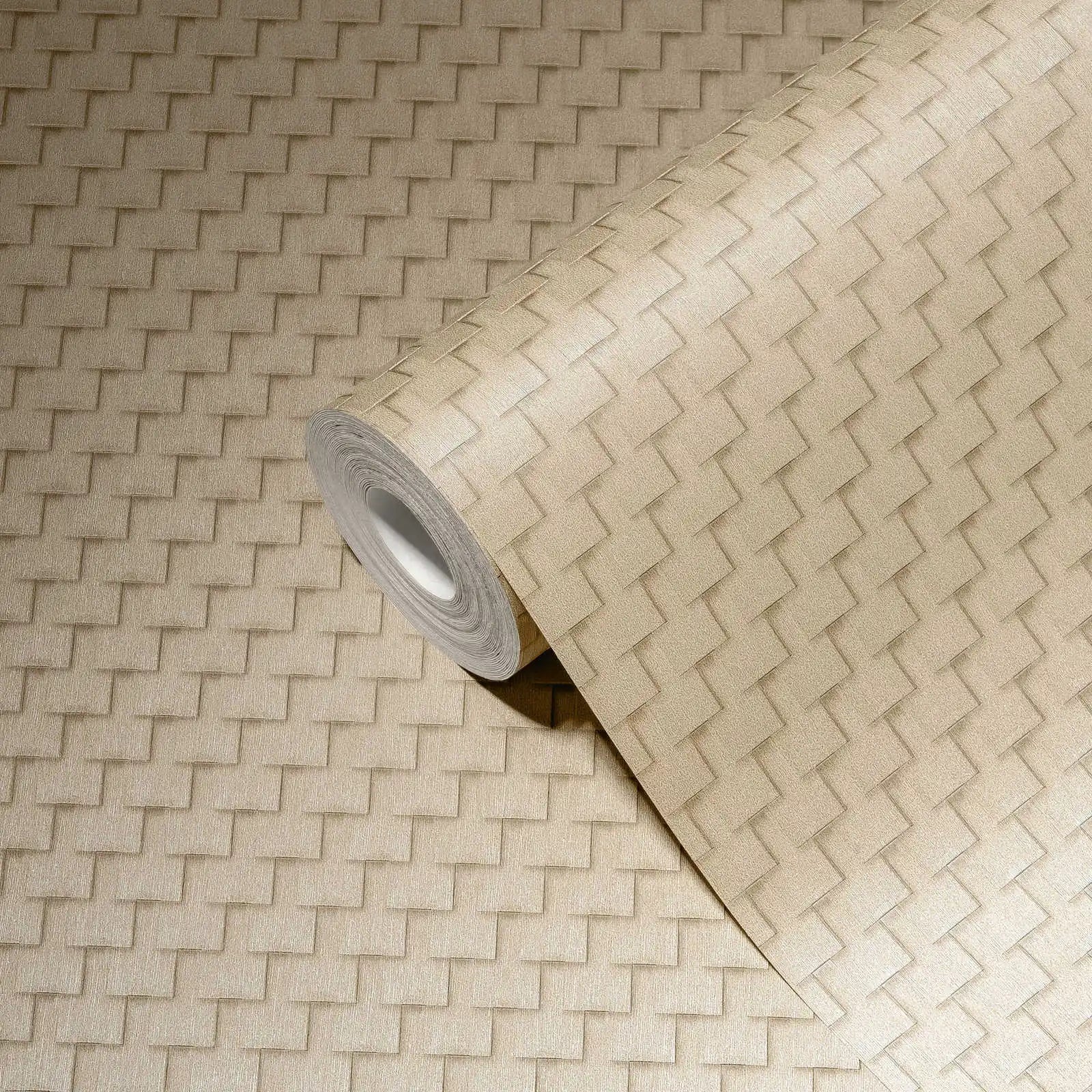 Made in Germany - Sale Wallpaper Rolls Solid Colour Beige Bronze Non Woven Vinyl Wallpaper Stock Clearance - 1005 x 053 m