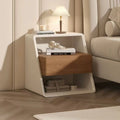 Minimalist Italian Style Solid Wood Nightstand Cream Simple Eco-friendly Painted Bedside Table Creative Bedroom Side Table