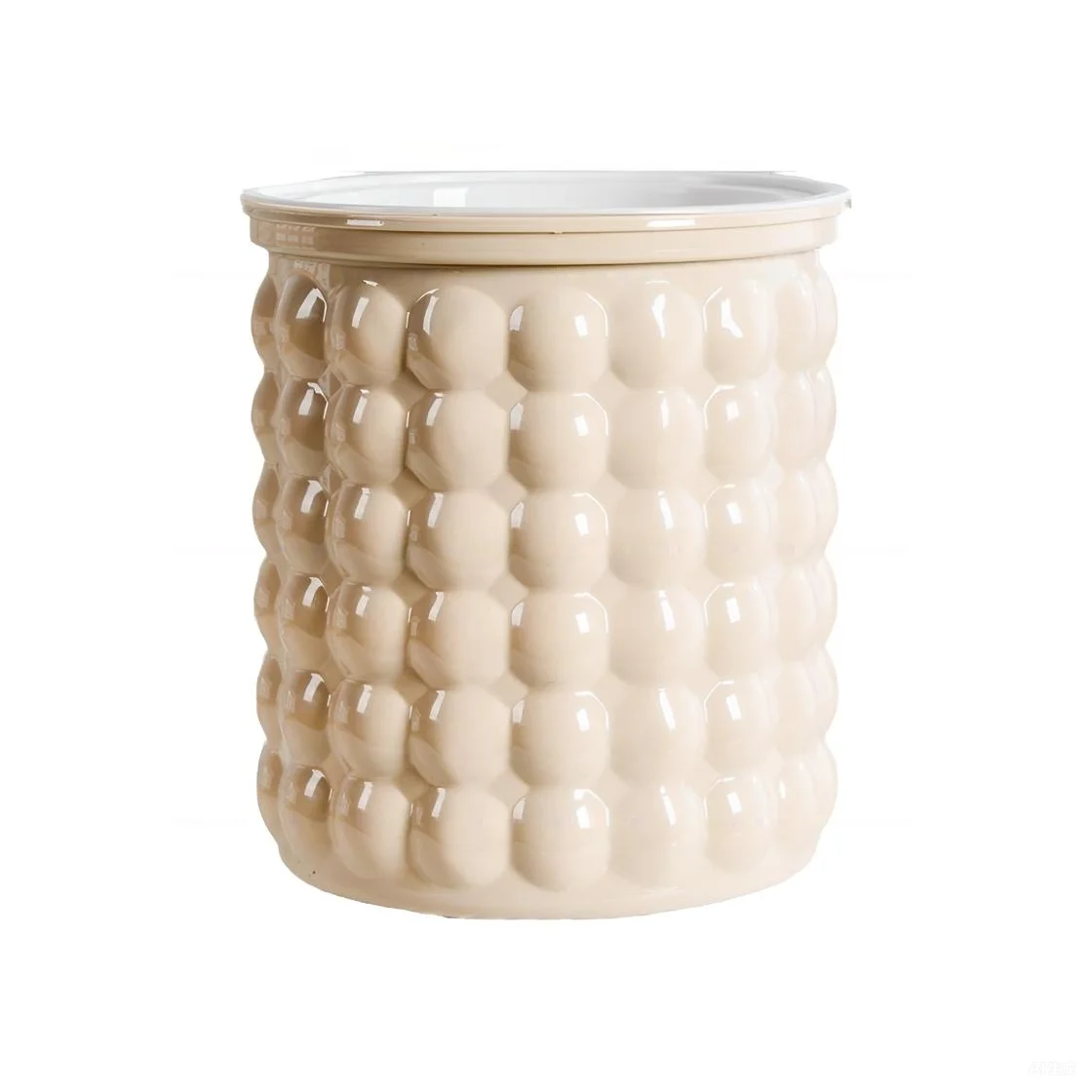 Textured White Plastic Planter- Ceramic Look Lightweight Durability