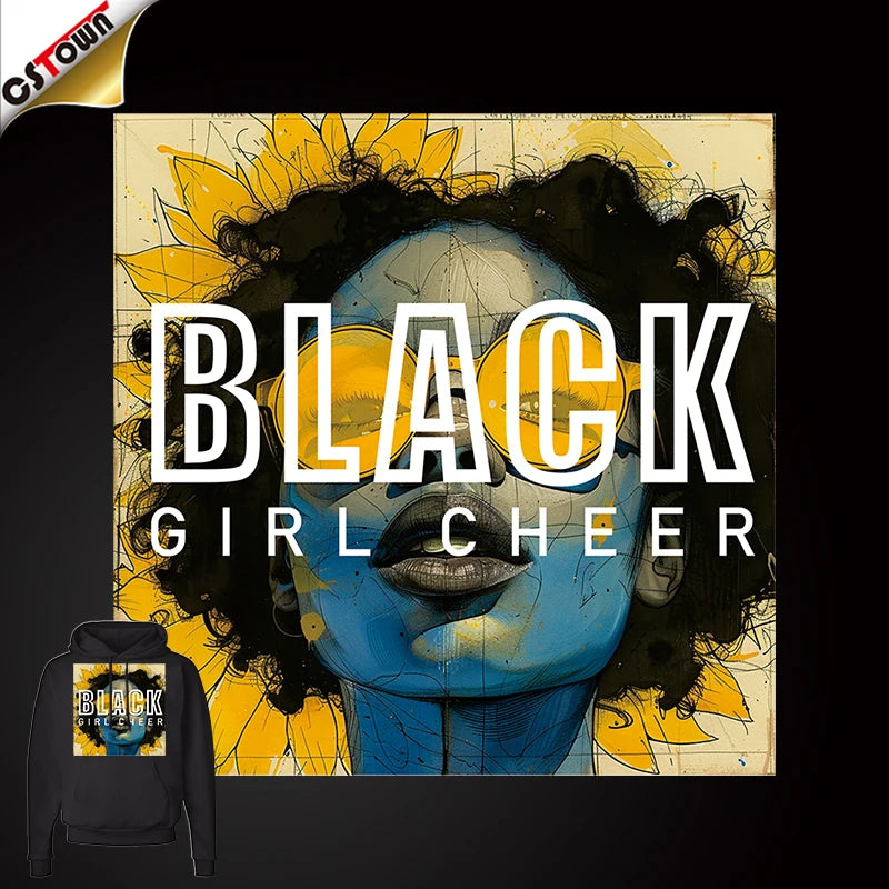 Manufacturer Black Girl Cheer Iron on T Shirt Design