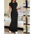 2025 Spring/Summer New Women's Solid-Color Elegant Slim-Fit Short-Sleeve Dress Dresses Women Lady Elegant