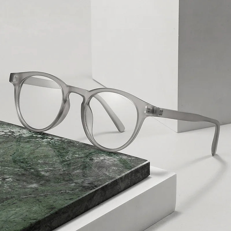 Trendy Simple Plain Eyeglasses Frame Fashion Rice Nail Round Thin Frame Flat Glasses Matched Degree Myopia Glasses Frame