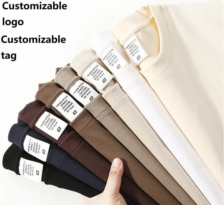 High-Quality 320 GSM Heavy Double-Spun Pure Cotton Solid Color Thick and Non-Porous Loose-Fitting Casual Short-Sleeved T-Shirt MegaBDM