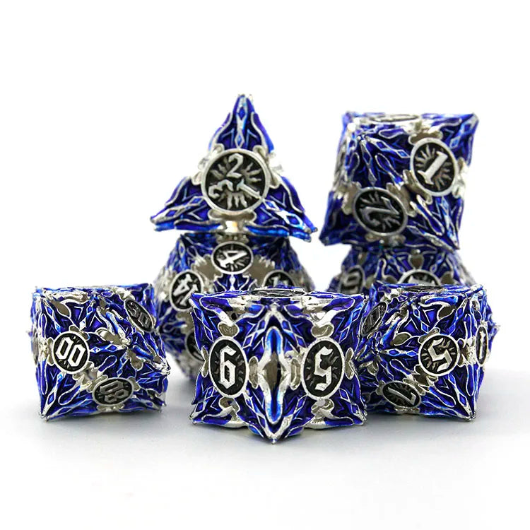 Wholesale Polyhedral Metallic Dice Set for Role Playing Games Hollow Copper Magic Trick